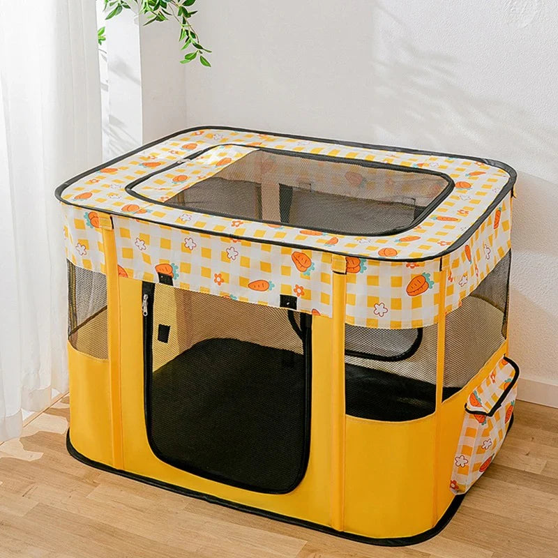 Foldable Pet Pen, Portable Dog and Cat Playpen with Removable Zipper Mesh Tent, Convenient Carrying Bag for Puppies and Kittens