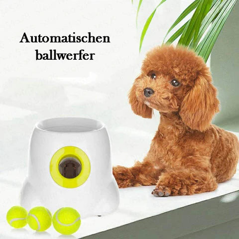 AFP Automatic Ball Launcher for Small Dogs, Interactive Fetch Machine with 3 Included 2-Inch Balls, Indoor Tennis Ball Thrower for Puppies and Pets