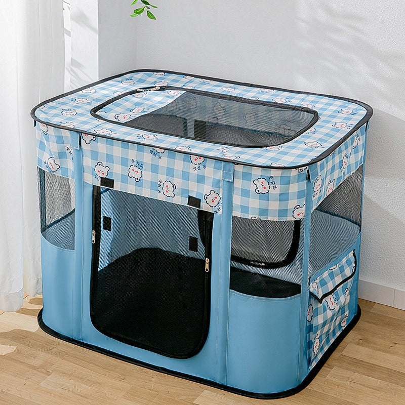 Foldable Pet Pen, Portable Dog and Cat Playpen with Removable Zipper Mesh Tent, Convenient Carrying Bag for Puppies and Kittens