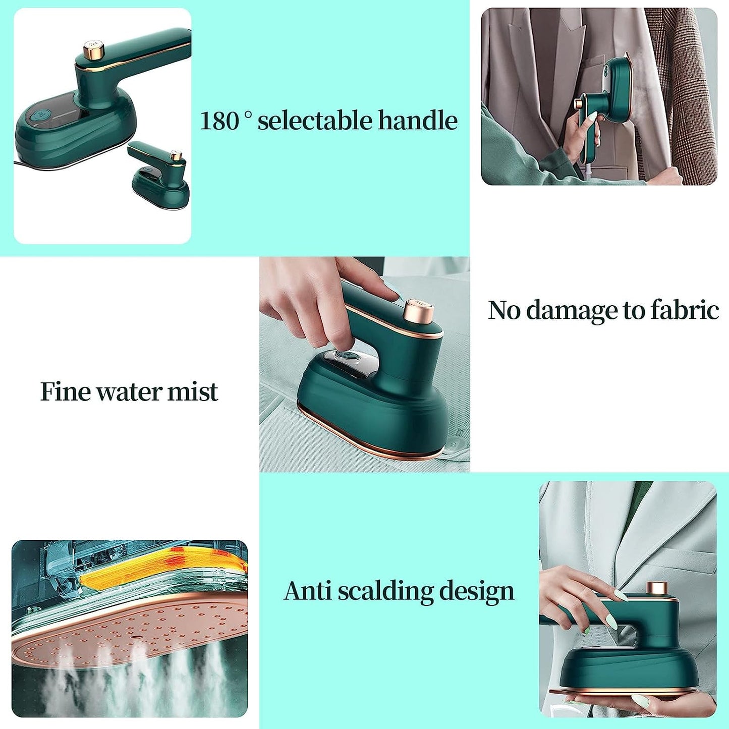 Portable Mini Garment Steamer: Handheld Travel Iron for Effortless Dry and Wet Ironing at Home or On-the-Go