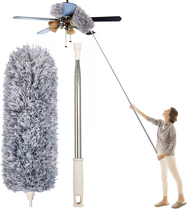 Extendable Microfiber Duster Set – Telescopic Stainless Steel Dust Brush for High Reach Cleaning