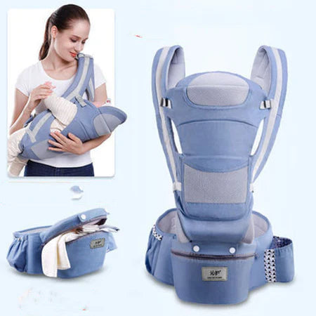 Ergonomic Baby Carrier with Hip Seat, 6-in-1 Newborn to Toddler Carrier with Head Support, Front-Facing M Position, Mesh Sling for Mom & Dad, Ideal for Travel