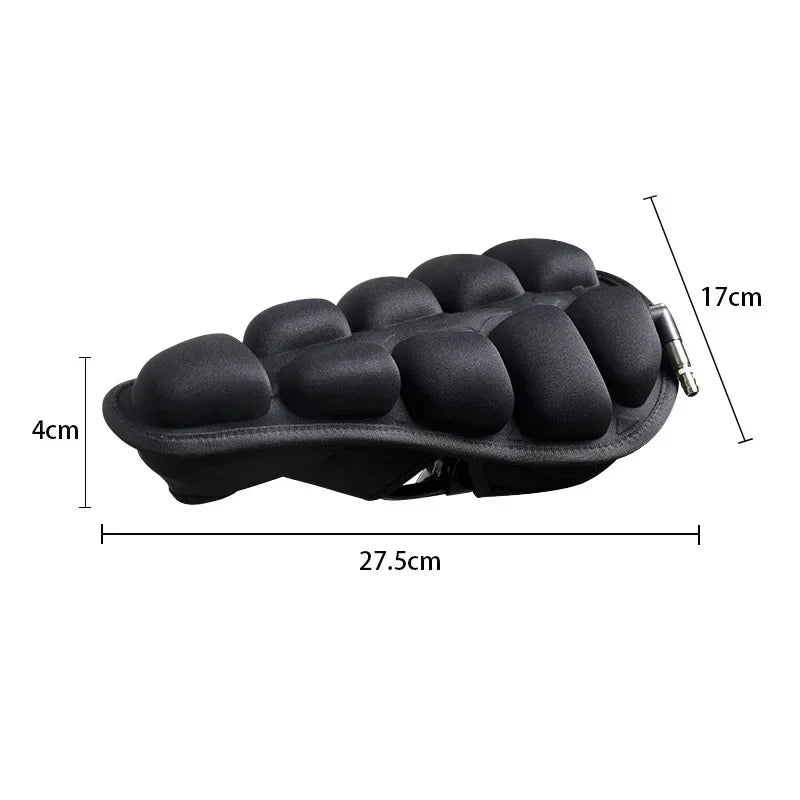 3D Air Bike Seat Cushion, Shockproof PU Leather Gel Saddle Cover with Inflatable Airbag for Comfort, Breathable Cushion for MTB, Electric Bike, and Fitness Bikes