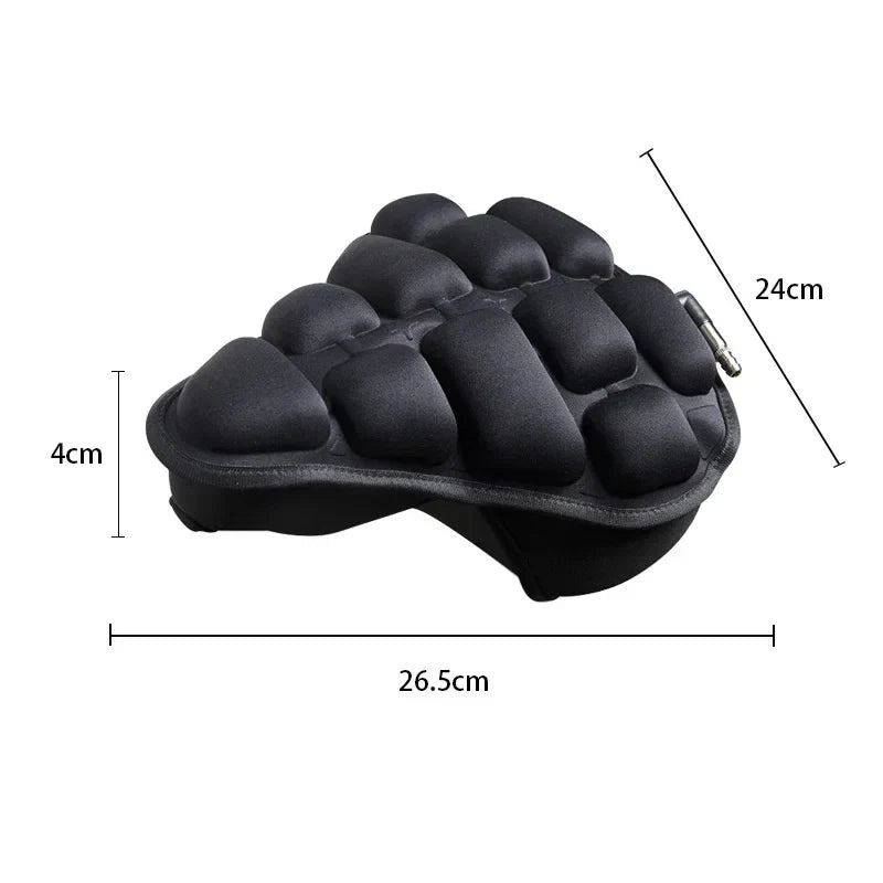 3D Air Bike Seat Cushion, Shockproof PU Leather Gel Saddle Cover with Inflatable Airbag for Comfort, Breathable Cushion for MTB, Electric Bike, and Fitness Bikes