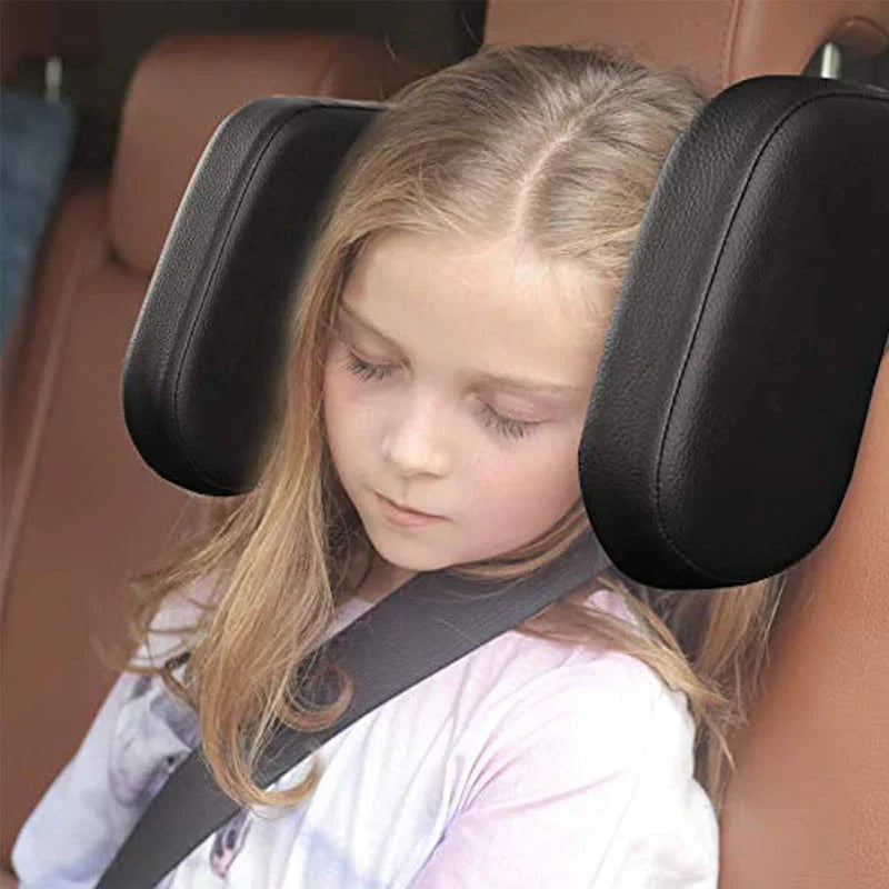 Adjustable Car Headrest Pillow, Memory Foam Neck Support Cushion with Telescopic Side Sleep Support, U-Shaped Headrest for Kids & Adults, Compatible with Car Seats with Poles