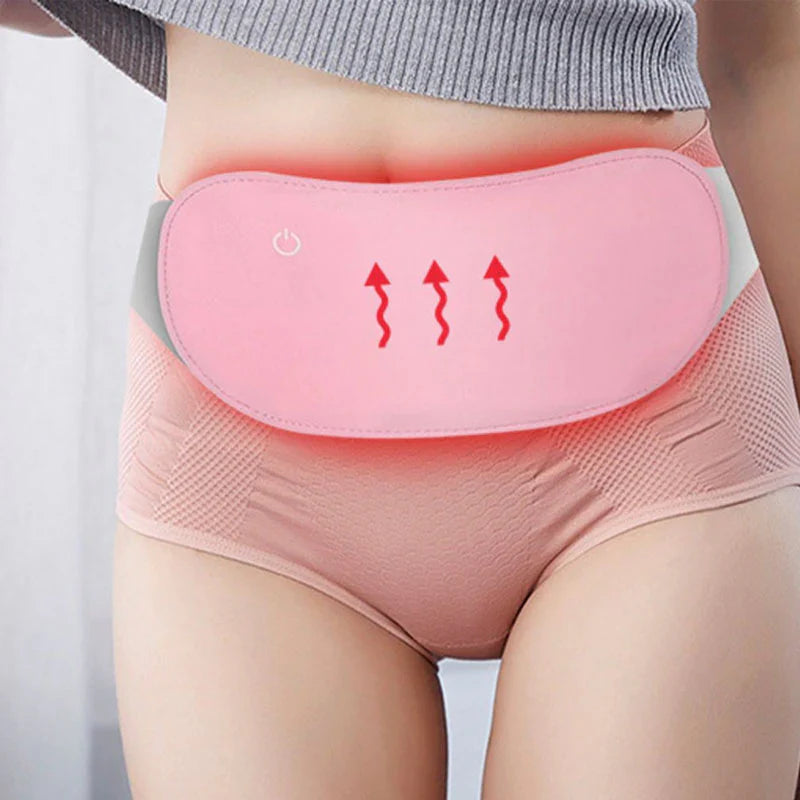 Portable Menstrual Heating Pad, Electric Heat & Vibration Massage Belt with 3 Heat Levels and 3 Massage Modes for Period Pain Relief, Back & Belly Cramp Relief (Battery Power Bank Not Included)