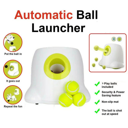 AFP Automatic Ball Launcher for Small Dogs, Interactive Fetch Machine with 3 Included 2-Inch Balls, Indoor Tennis Ball Thrower for Puppies and Pets