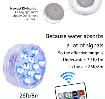 LED Pool Lights with Remote Control, RGB Color Changing Waterproof Lights for Underwater Decoration, Vase, Bowl, Ponds, Parties, and Aquariums