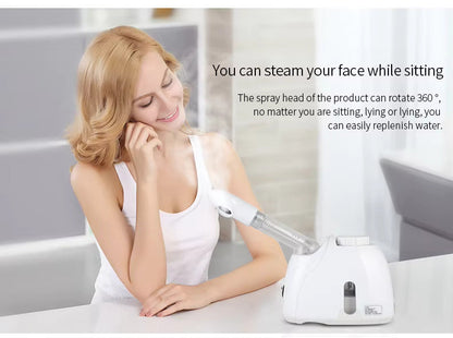 Quiet & Far Ozone Facial Steamer, Warm Mist Humidifier with Extendable Arm & Adjustable Nozzle for Sinus Relief, Deep Skin Cleansing & Moisturizing, Professional Home & Salon Use