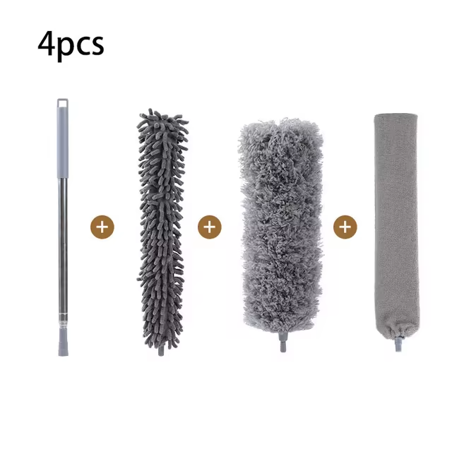 Extendable Microfiber Duster Set – Telescopic Stainless Steel Dust Brush for High Reach Cleaning