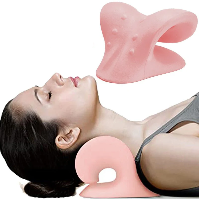 Cervical Traction & Relaxation Device: Neck and Shoulder Stretcher with Massage Pillow for Spine Alignment