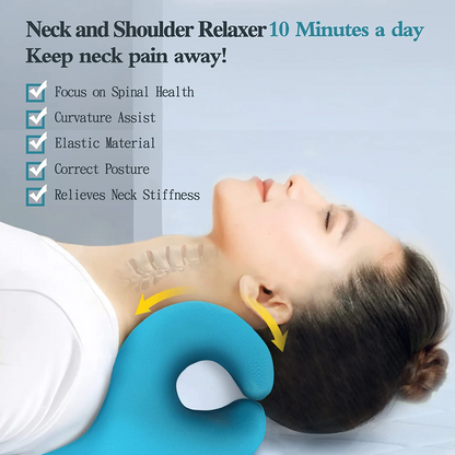 Cervical Traction & Relaxation Device: Neck and Shoulder Stretcher with Massage Pillow for Spine Alignment