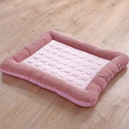 Cooling Pad Bed for Dogs and Cats, Soft Ice Silk Pet Blanket for Summer Sleeping, Breathable Cool Mat for Puppies and Kittens, Available in Pink and Blue